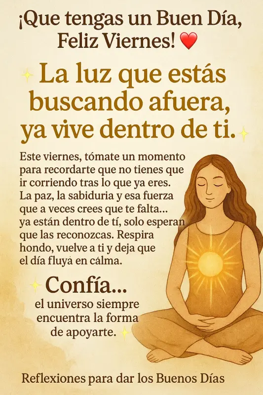 Imagen: Descubre la luz que ya habita en ti este hermoso viernes 🌞✨