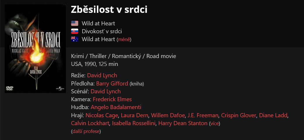 Re: Zběsilost v srdci / Wild at Heart (1990)