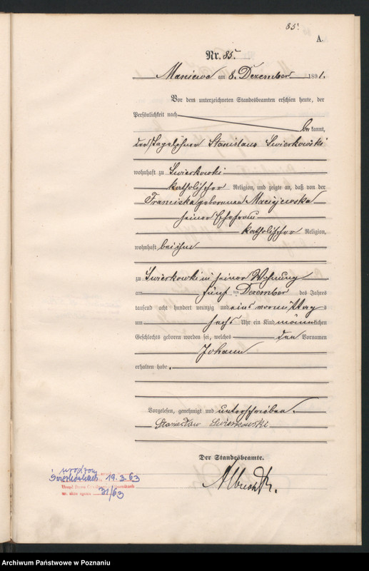 1891 Maniewo_u_Świerkowski_Jan akt 85 - 53_1891_0_1_52_16310069