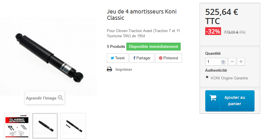 Amortisseur Koni 525,64 €uros .