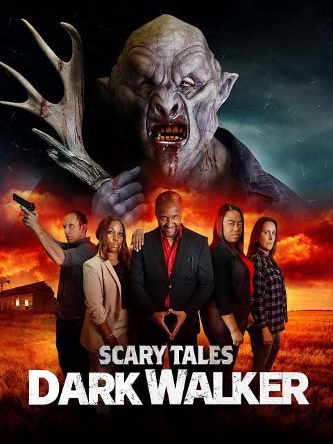 Scary Tales: Dark Walker (2024) horror movie poster featuring a dark, shadowy figure