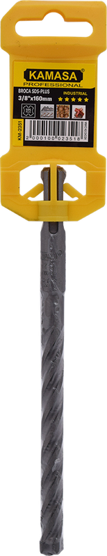 BROCA SDS-PLUS CON 4 ARISTAS DE CORTE 3/8"x160mm 5 ESTRELLAS KAMASA