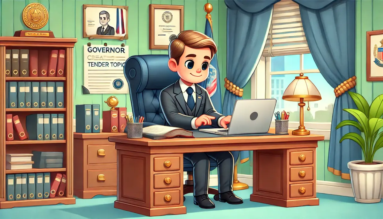 DALL-E-2024-08-23-11-13-07-A-2-D-cartoon-illustration-of-a-governor-sitting-in-his-office-behind-a.webp