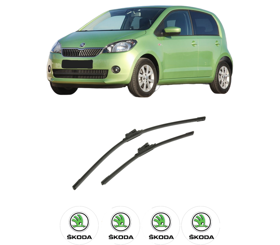 Set stergatoare auto SKODA CITIGO (NF1) din 2011-2019, pentru parbriz auto, 2 bucati, Bosch Aerotwin, din cauciuc siliconat rezistent, 4 Stickere Auto SKODA