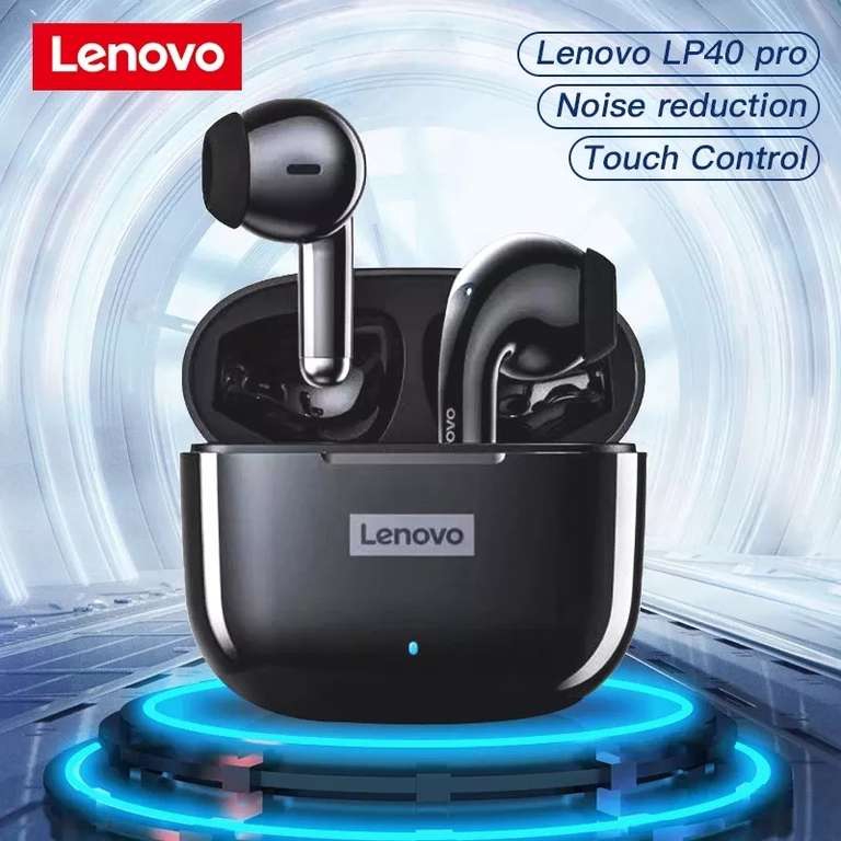 AliExpress: Audífonos inalámbricos Lenovo LP40 Pro Bluetooth 5.1, impermeables con micrófono y TWS para música 
