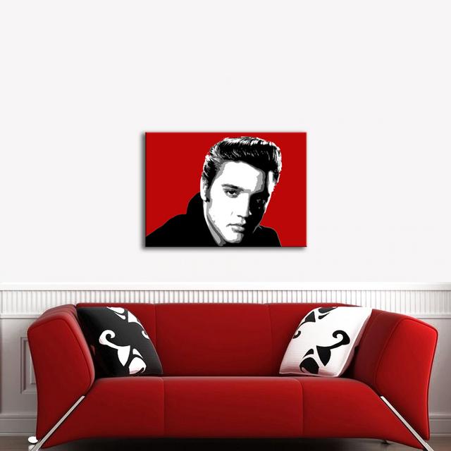 Quadro Moderno Dipinto a Mano su Tela Elvis Presley Pannello Decorativo Pop Art
