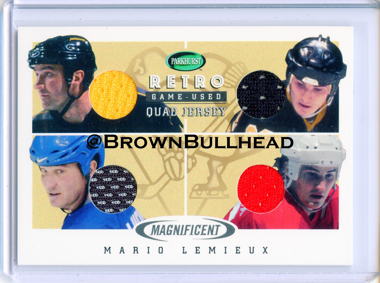 2002 03 ITG Parkhurst Retro Magnificent Inserts MI 09 Mario Lemieux Quad Jersey COPY 7A