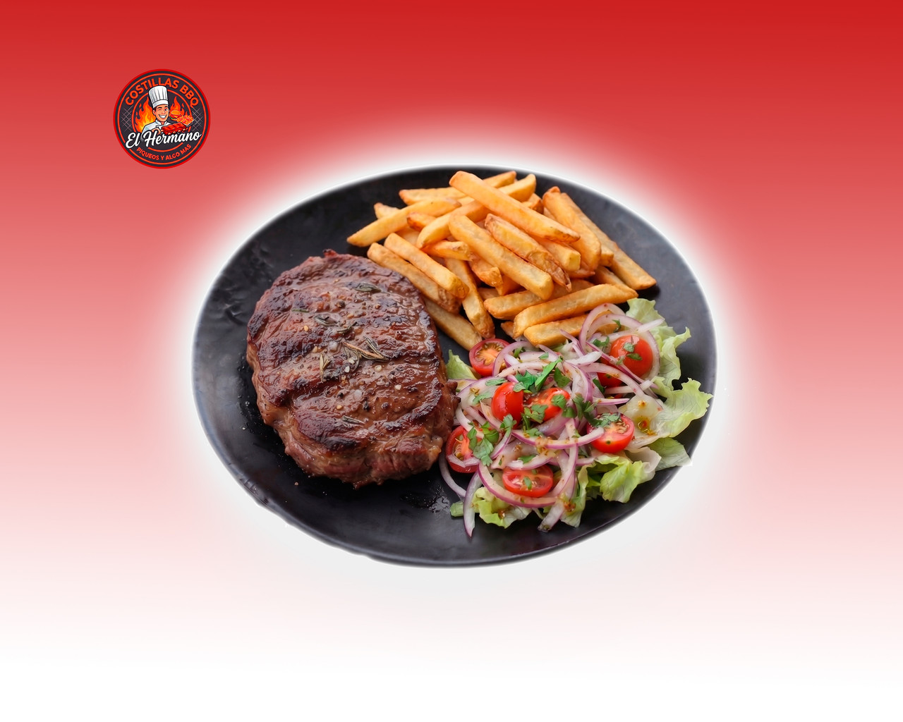 Carne Con Papas Y Ensalada