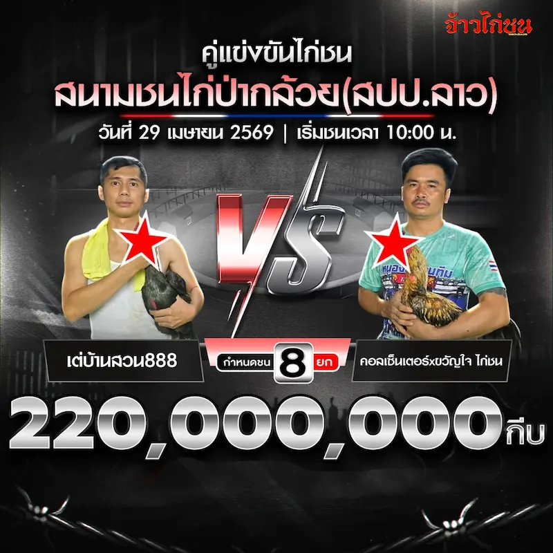 เต่บ้านสวน888 พบ คอลเซ็นเตอร์ x ขวัญใจไก่ชน สนามป่ากล้วย 29 เมษายน 2569