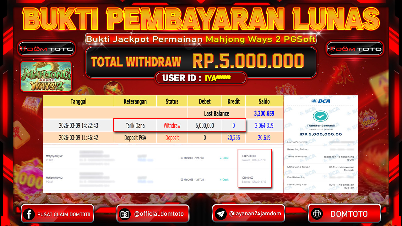 JACKPOT SLOT Mahjong Ways 2 PGSoft 09 MARET 2026