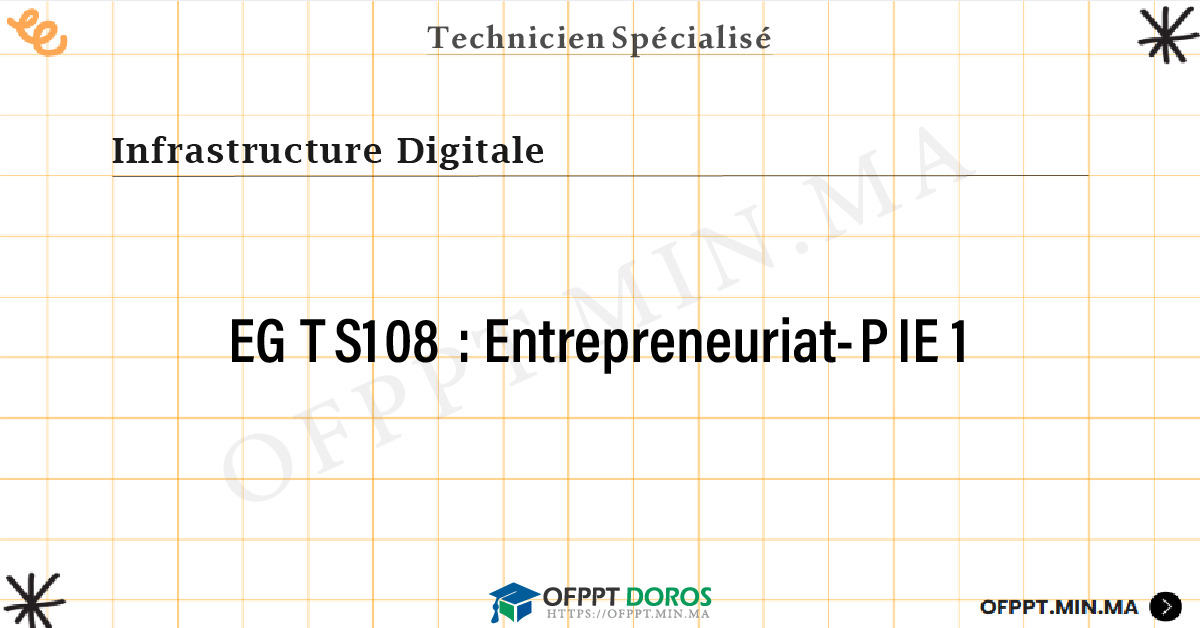 Sommaire détaillé du cours Entrepreneuriat-PIE 1 EGTS108 OFPPT - Structure du module