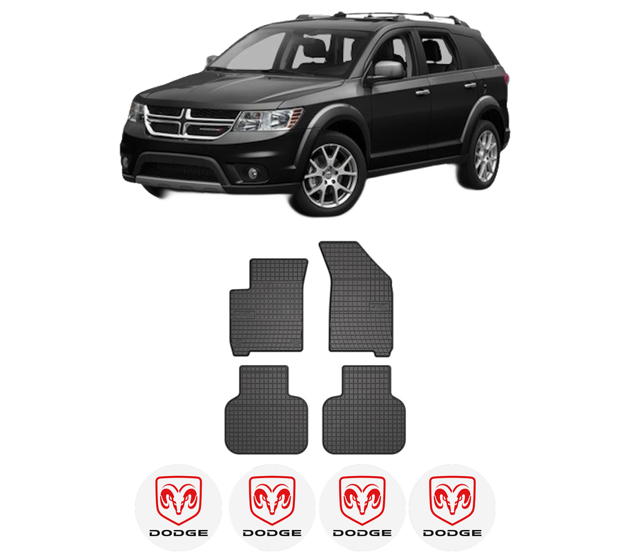 Set covorase presuri DODGE JOURNEY din 2008-2015, auto, din cauciuc thermoplastic, 4 Stickere auto cu DODGE