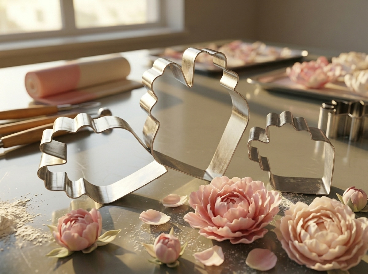 Set molde Cortador de flor peonia para decoración tortas x5pz