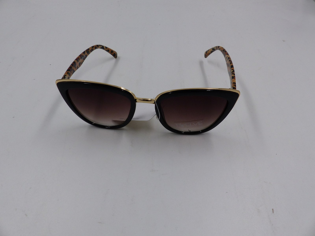 TWELVE WOMENS BLACK SUNGLASSES WITH CHEETAH DESIGN AND GOLD LINING