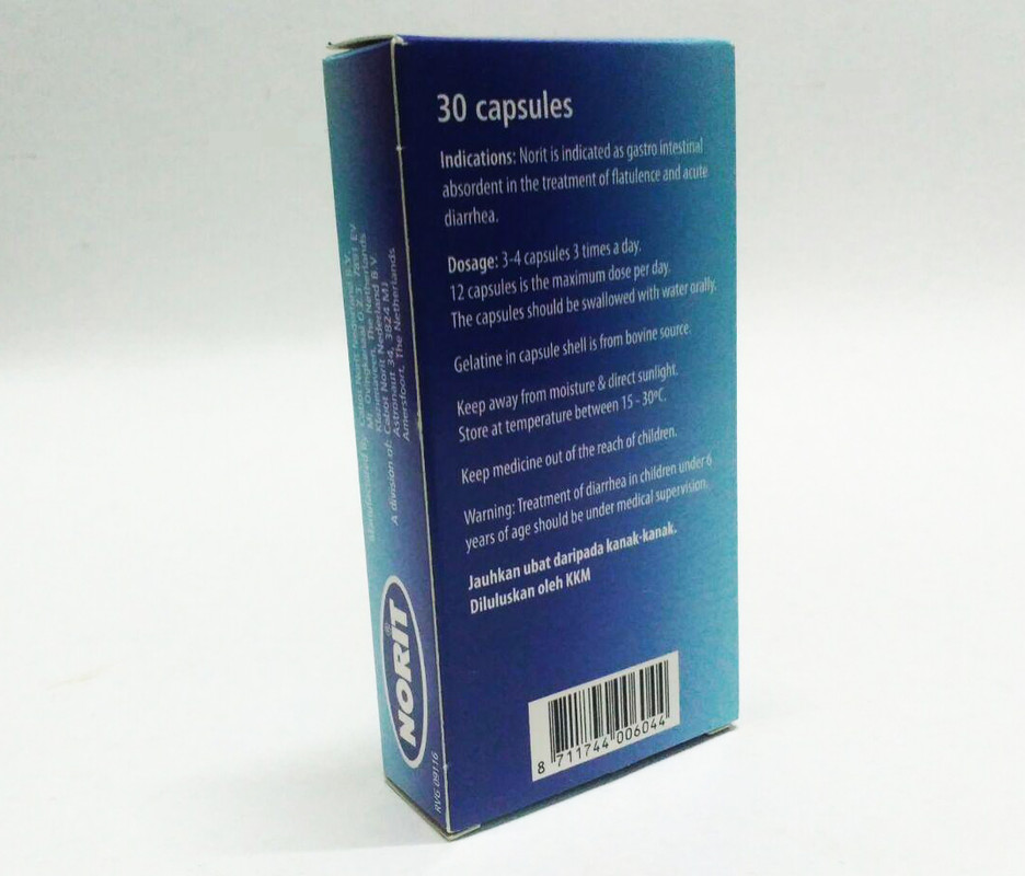 NORIT Activated Charcoal 200mg Gastrointestinal tract Flatulence