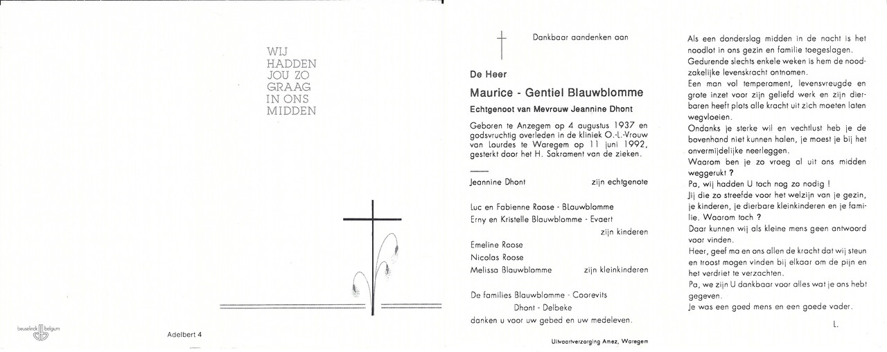 Blauwblomme Maurice Gentiel