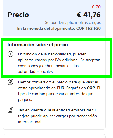 Colombia: Alojamientos-exención del IVA para no residentes (1)