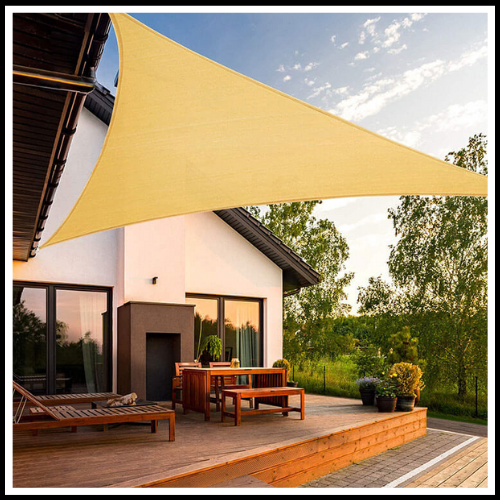 VELA TELO OMBREGGIANTE TENDA DA SOLE QUADRATA TRIANGOLARE BIANCA O BEIGE CON CORDA E ANELLI IN ACCIAIO