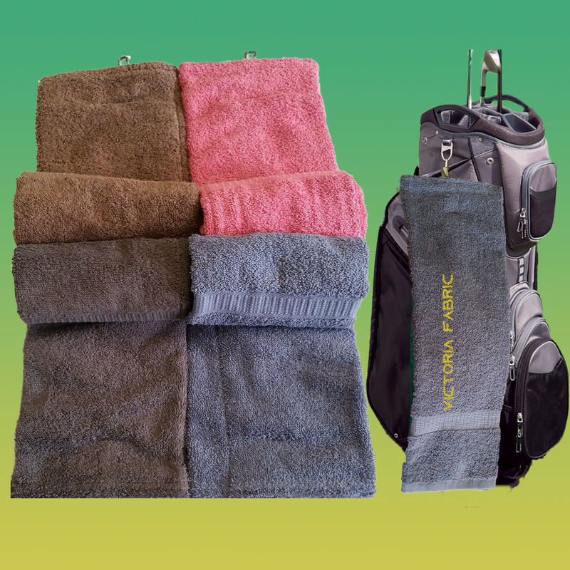 Golf Bag Towel Trifold Egyptian Cotton Grey Pink Light Blue Chocolate