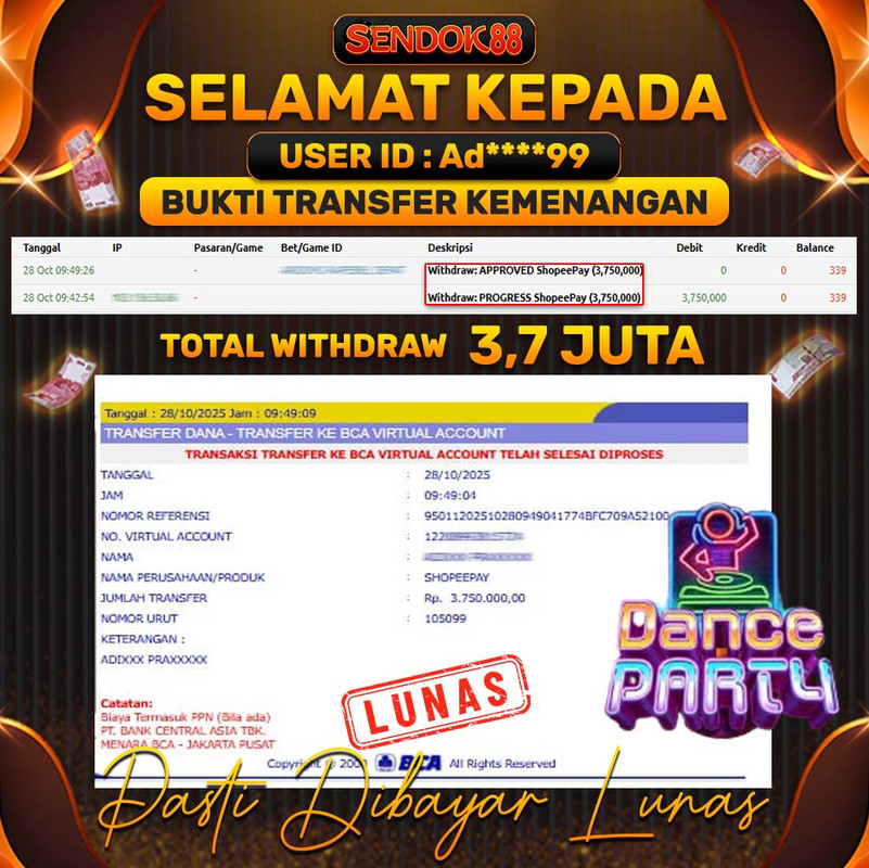 SENDOK88 JEPE! DANCE PARTY Rp 3.750.000,- LUNAS!