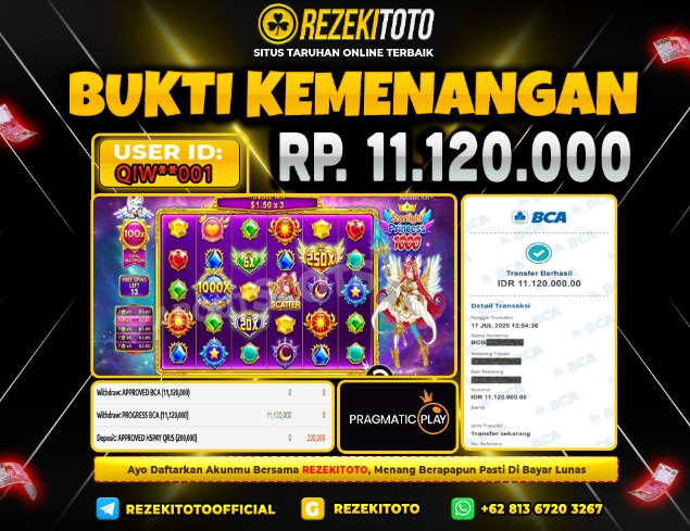 BUKTI KEMENANGAN 17 JULI 2025  STARLIGHT PRINCES 1000 11 JUTA 