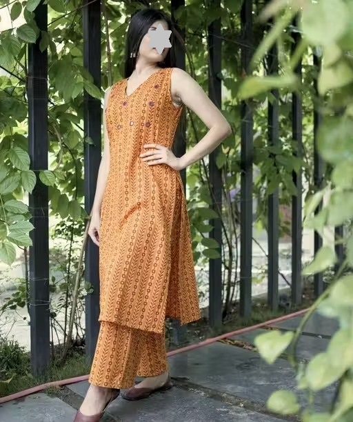 Women Rayon Printed Mirror Work Kurta Plazzos Set Color 1 (KS119)