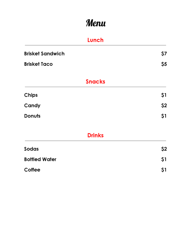 menu