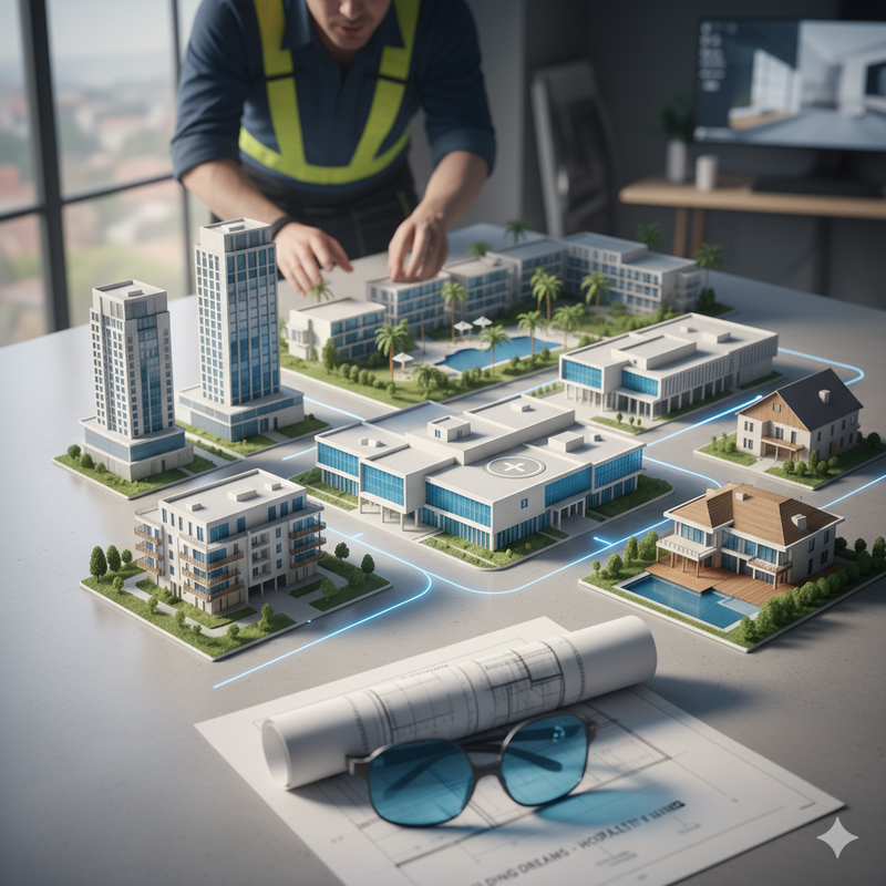 Construction worker overseeing a site