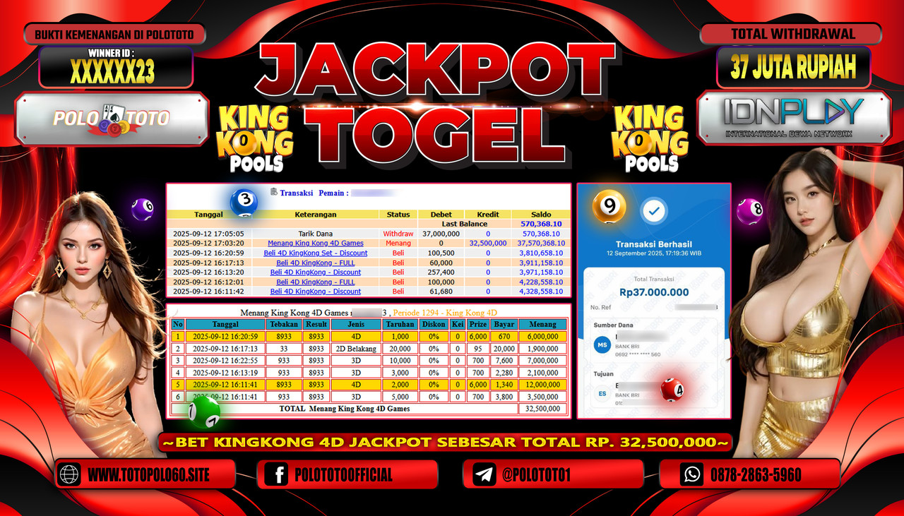 POLOTOTO JACKPOT TOGEL KING KONG Rp.37.000.000,-LUNAS