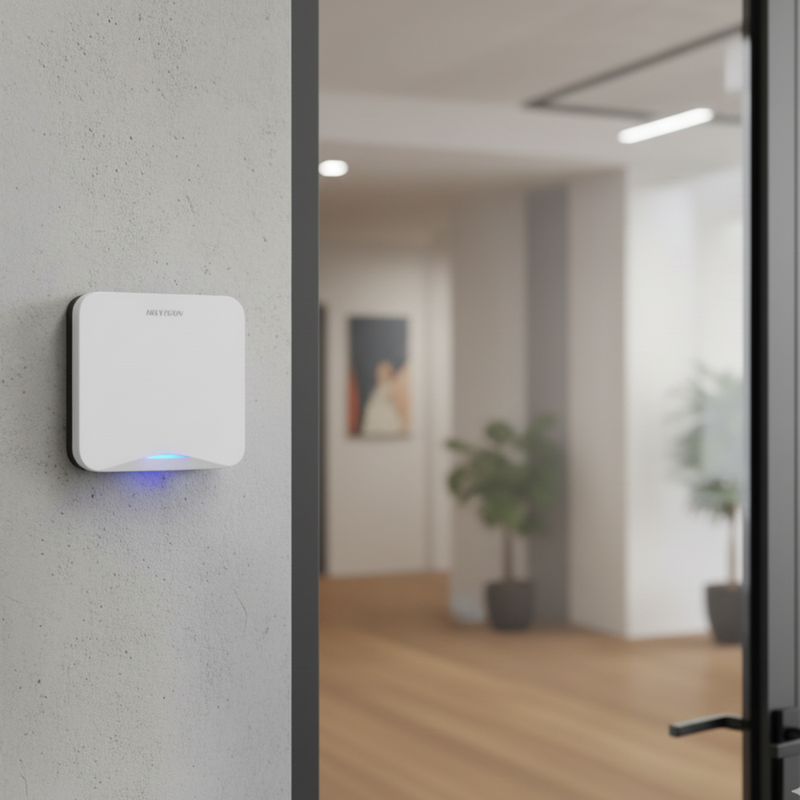 Central de Alarme Hikvision AX Pro em um ambiente residencial