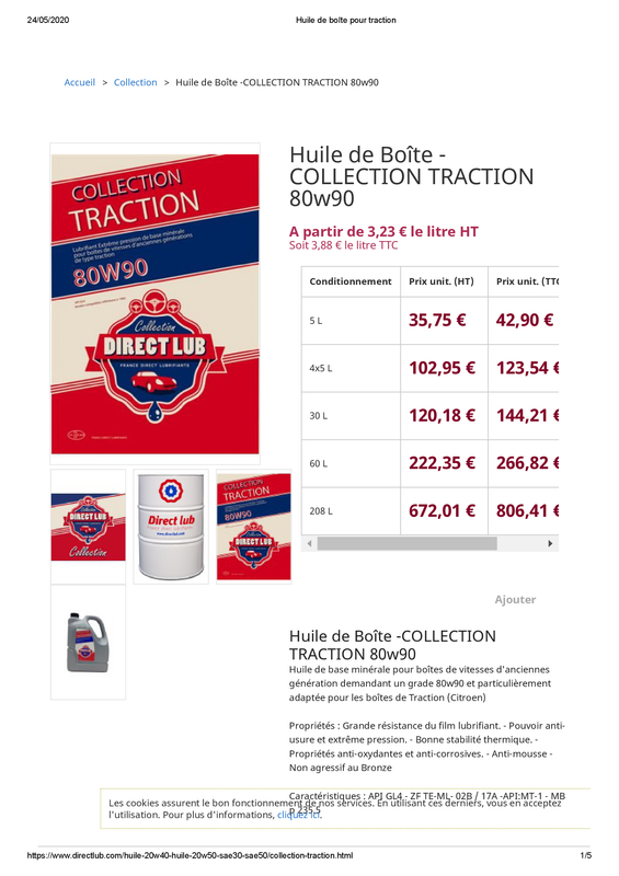 Huile de boîte pour traction
