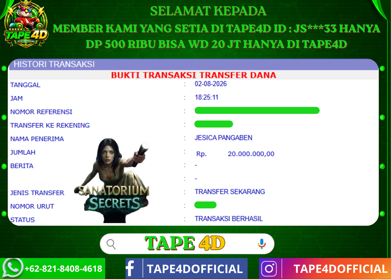 TAPE4D SANATORIUM SCRETS PRAMATICPLAY 20.000.000-LUNAS