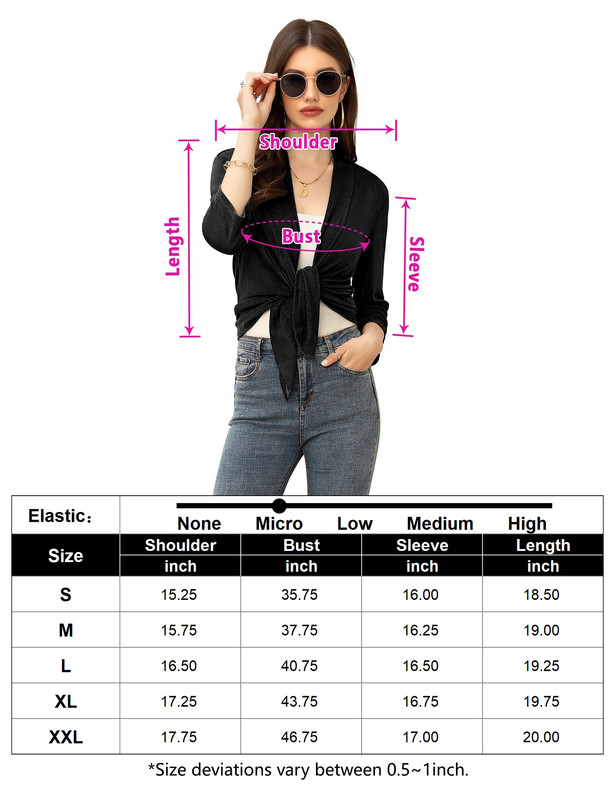 Women's Casual 3/4 Sleeve Tie Open Front Cardigans Sheer Draped Ruffles Cardigan - Picture 37 of 44