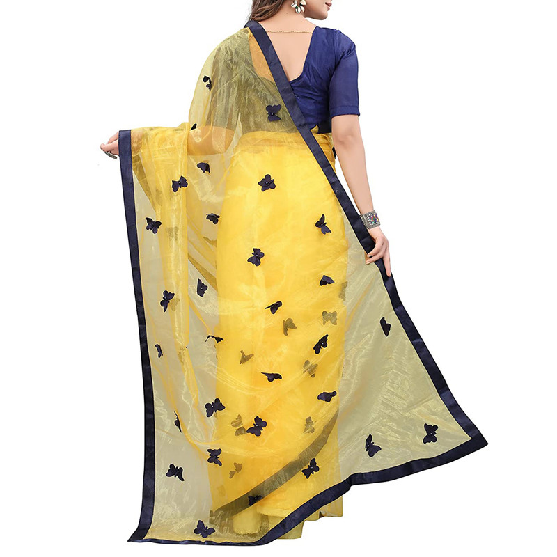 Women's Embroidered Fashionable Butterfly Pattern Saree Top Bolywood Readywear - Picture 29 of 33