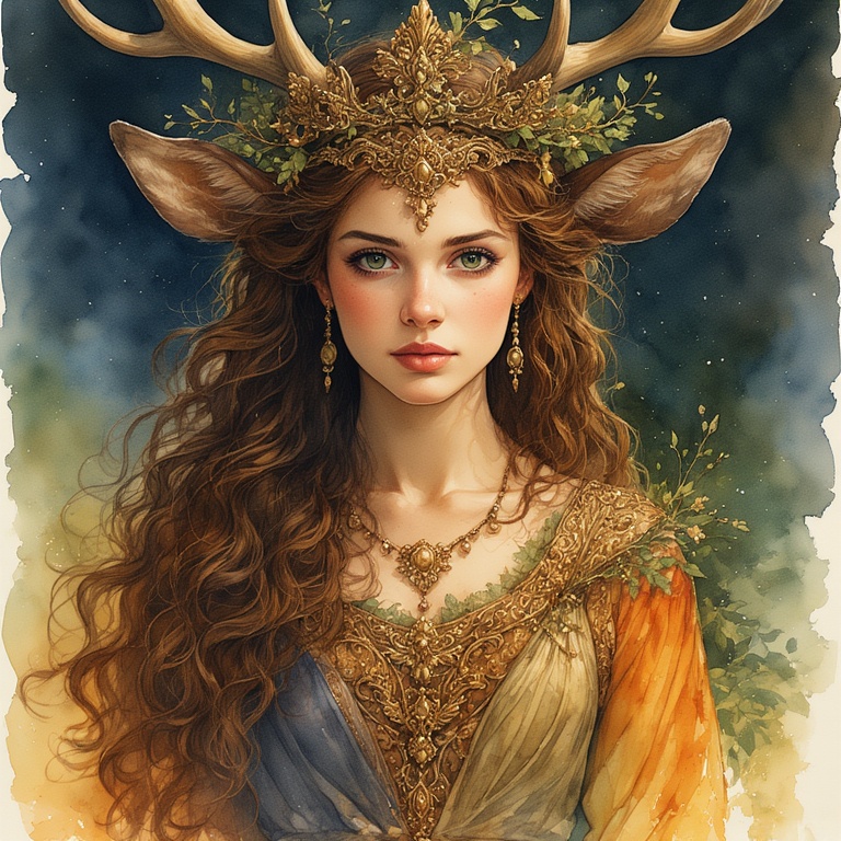 Goddess-Diana-with-a-Stag-wate-2