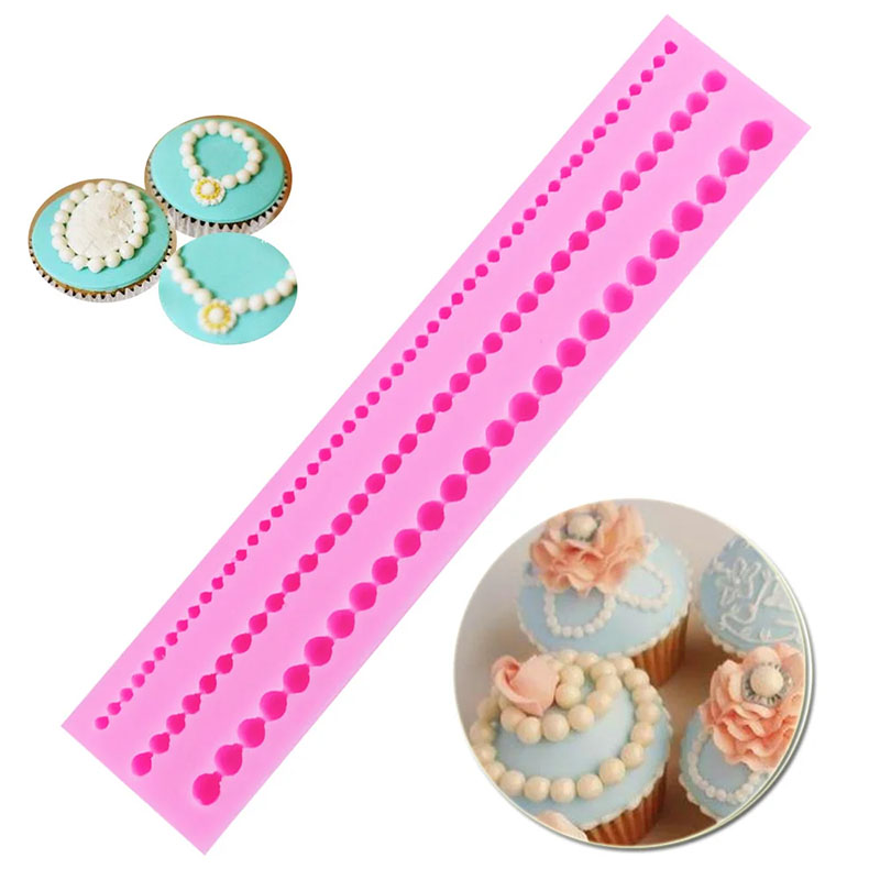 Molde silicona Cadenas de perlas inyector para fondant pastillaj