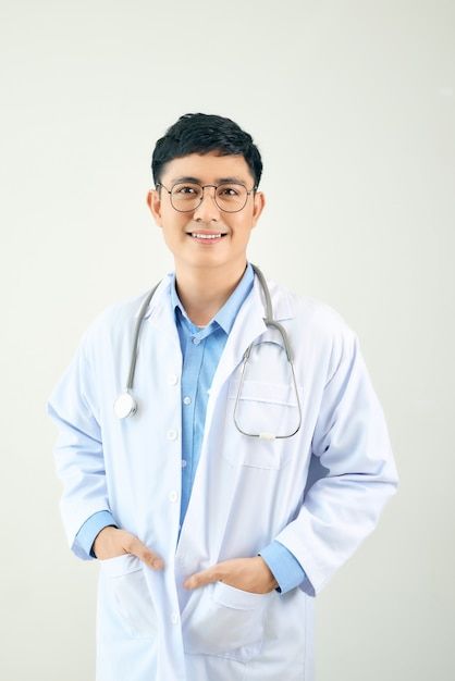 A-handsome-doctor-with-stethoscope-stand