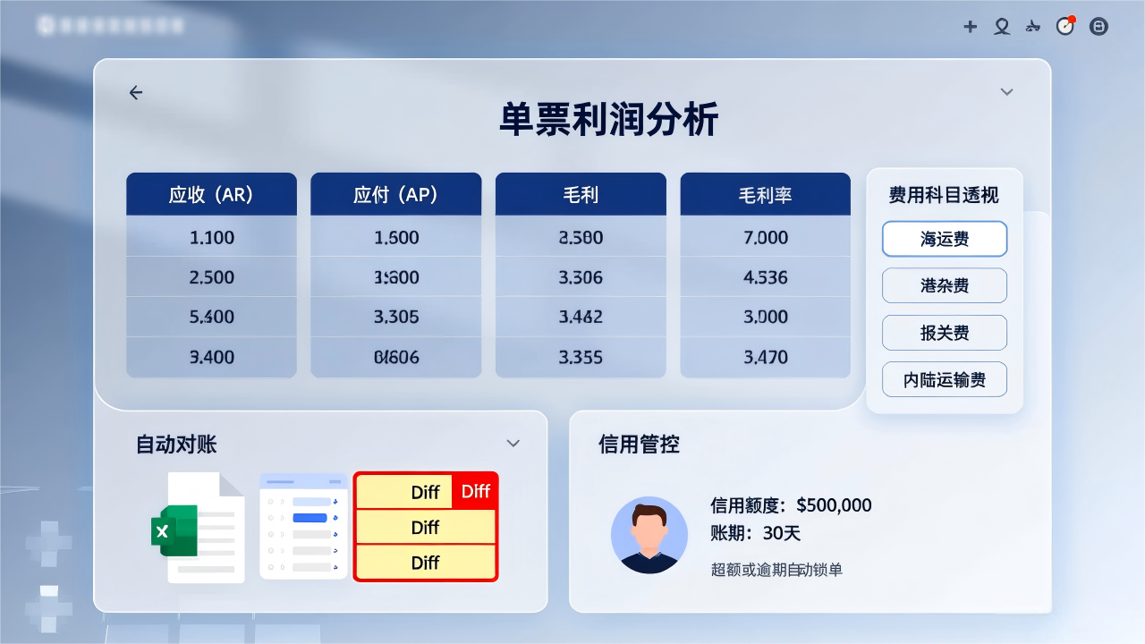 费用录入与利润分析界面
