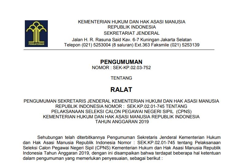 CPNS 2019 Kemenkumham