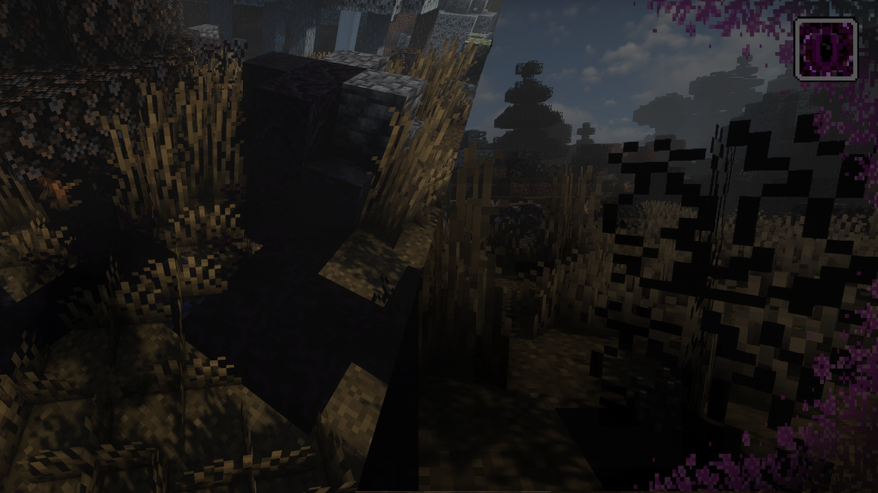 Blocks infected by Mysterious Darkness, and an overlay indicating a new player infection