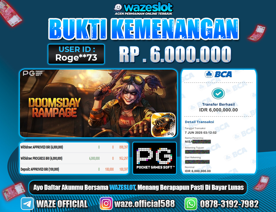 BUKTI KEMENANGAN 07 JUNI 2025 DI GAME DOOMSDAY RAMPAGE