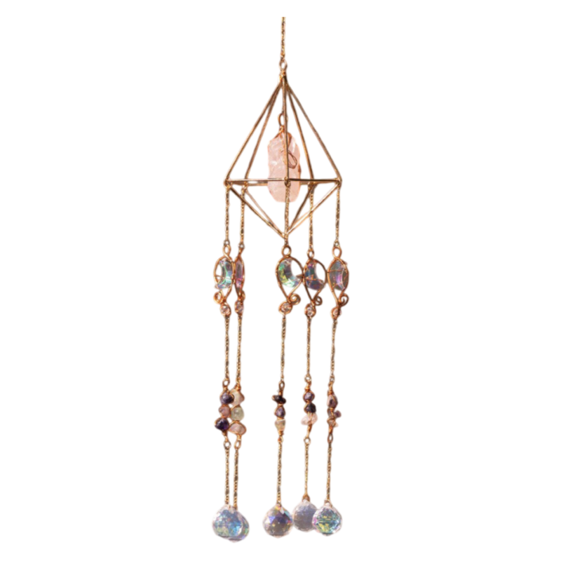 Moon Chaser Handcrafted Suncatcher - Natural Agate Slice & Multi-Faceted Prism for Decorative Refraction