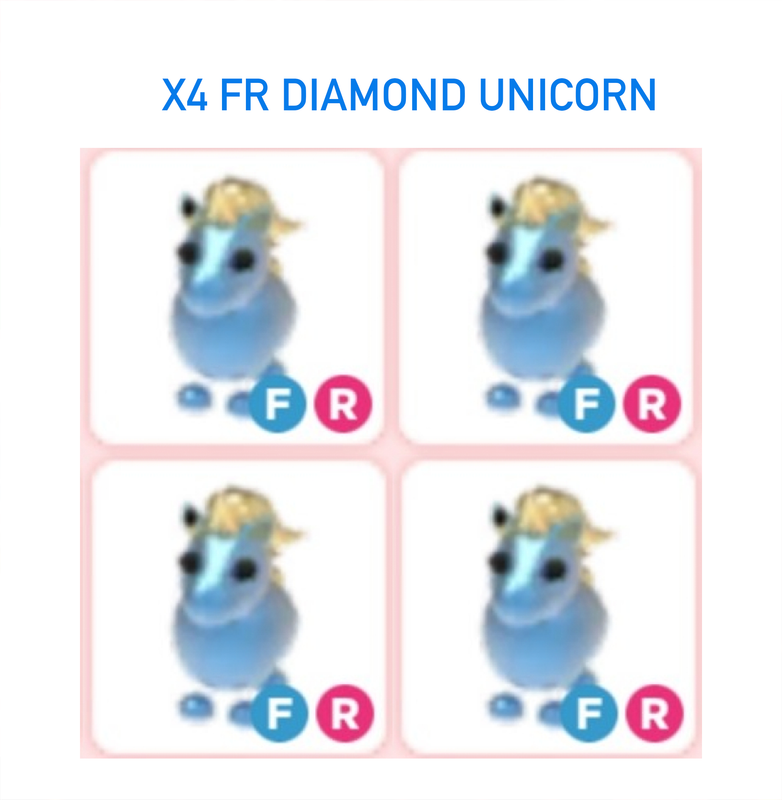 Roblox Adopt Me X4 Fr Diamond Unicorn Bundle 119 24 Hour Delivery