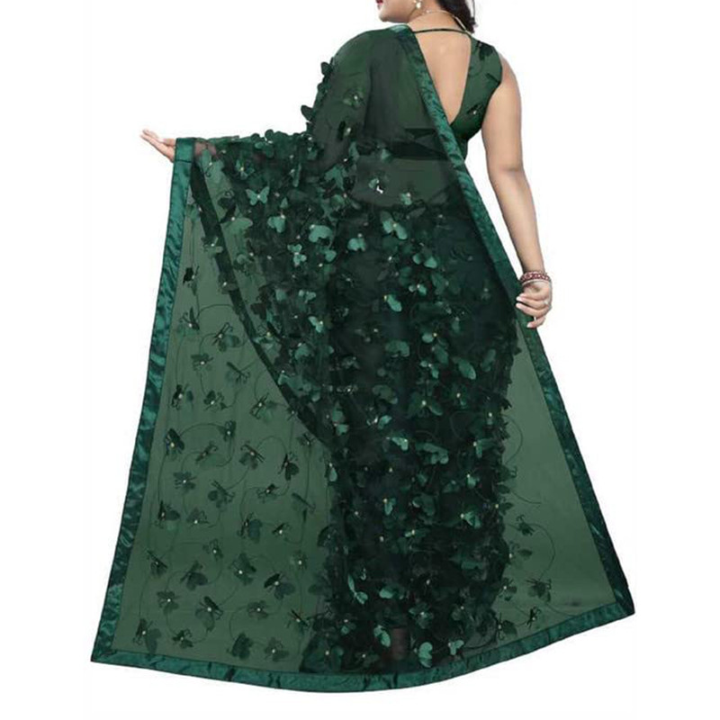 Sarí de mariposa para mujer con pieza de blusa elegante diseñador sari para ropa étnica - Imagen 42 de 48