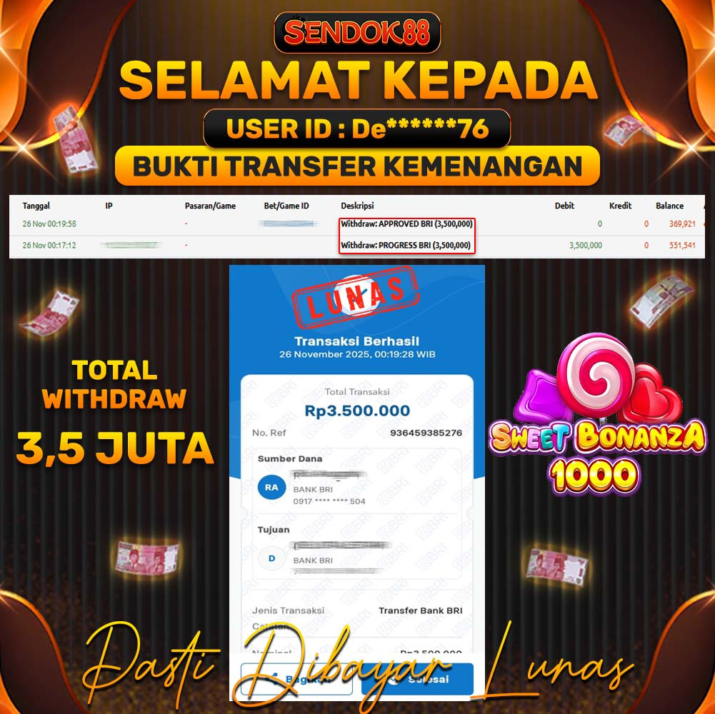 SENDOK88 JEPE! SWEET BONANZA 1000 Rp 3.500.000,- LUNAS!