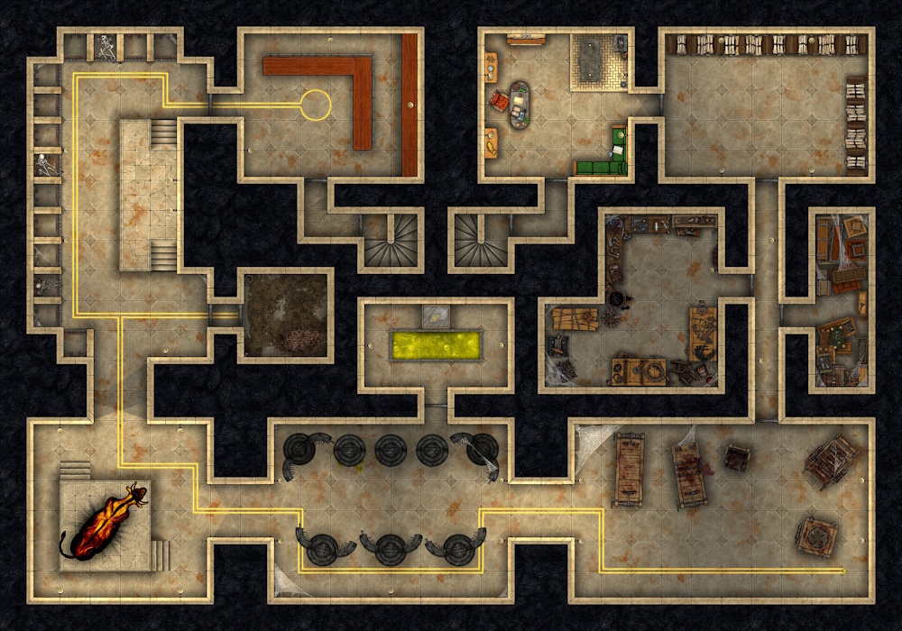 sm Dungeon Of Fiery Fury 30x21 Ground grid lights