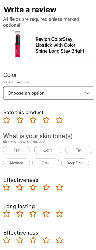 i-OS Form to Write reviews Lipstick