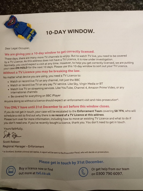 British TV license warning