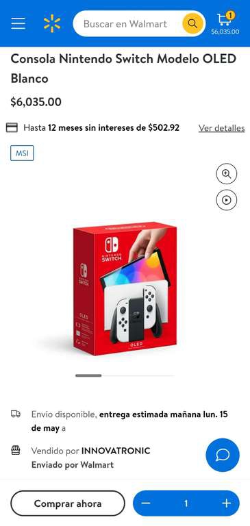 Walmart: Nintendo Switch Modelo OLED Blanco. SIN PROMOS BANCARIA 
