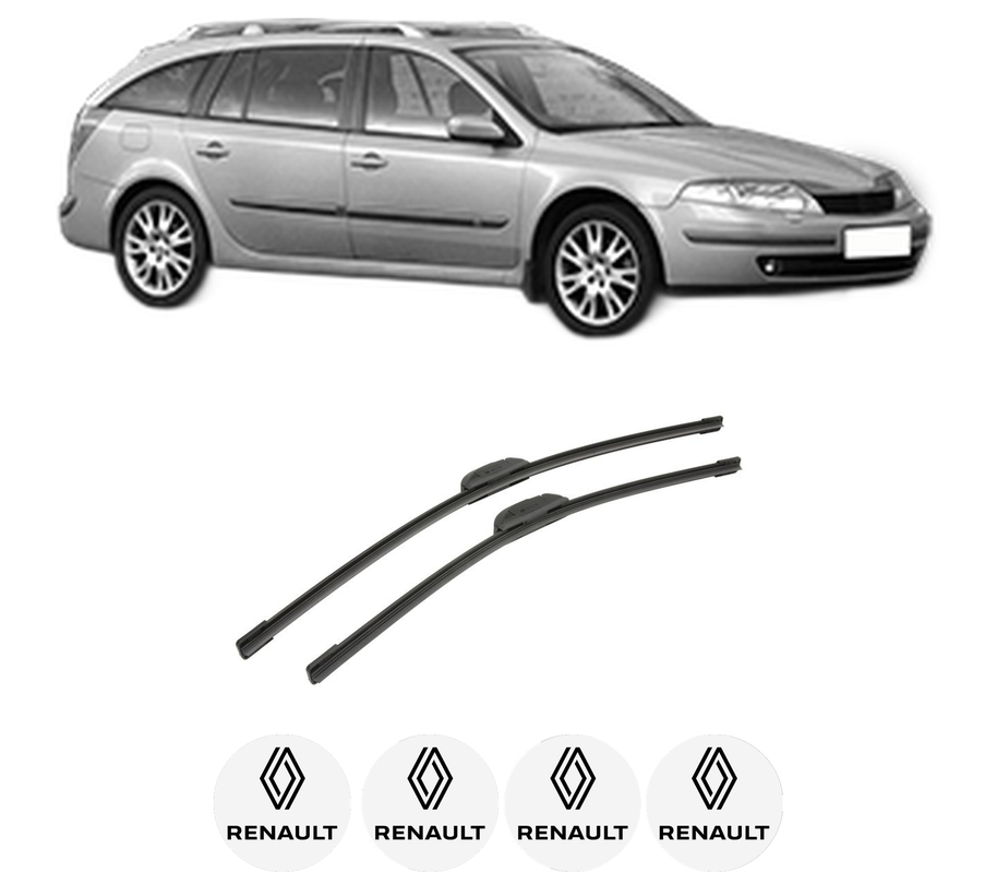 Set stergatoare auto RENAULT LAGUNA II Grandtour (KG0/1_) din 2001-2007, pentru parbriz auto, 2 bucati, Bosch Aerotwin Retrofit, din cauciuc siliconat rezistent, 4 Stickere Auto RENAULT